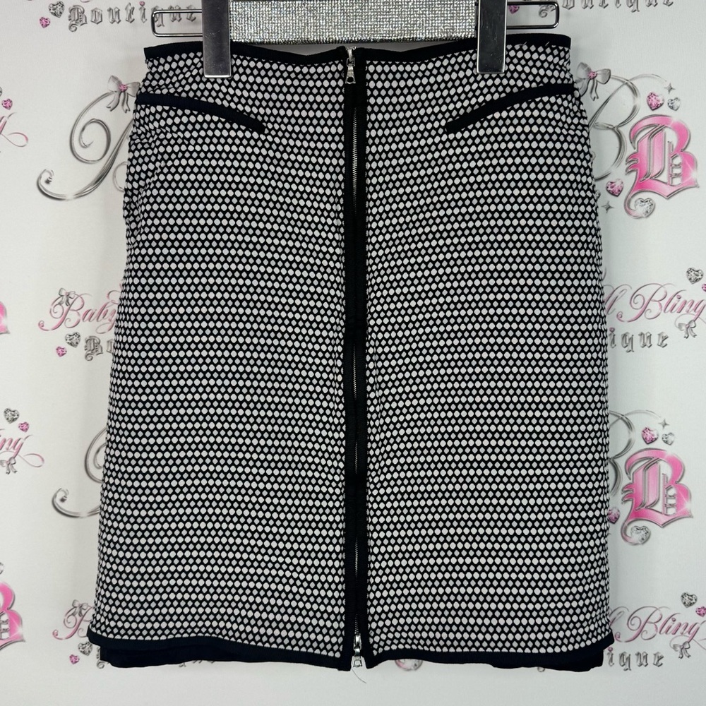 Teenflo skirt lace look classic color block Black and White Pencil Skirt